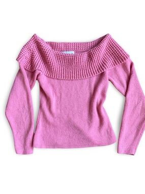 Women’s  Pink Off The Shoulder Cute Knitted Top Sweater VTG Nicolette Size Large